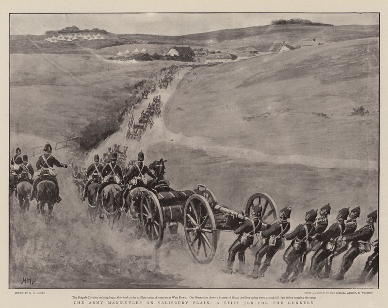 Die Armeemanöver auf der Salisbury Plain, eine harte Aufgabe für die Artilleristen von Henry Marriott Paget