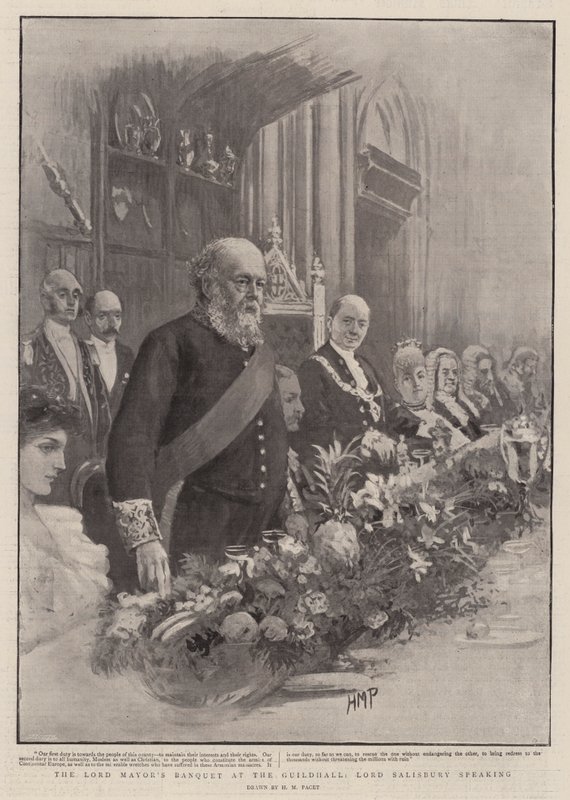 Das Bankett des Lord Mayor in der Guildhall, Lord Salisbury spricht von Henry Marriott Paget