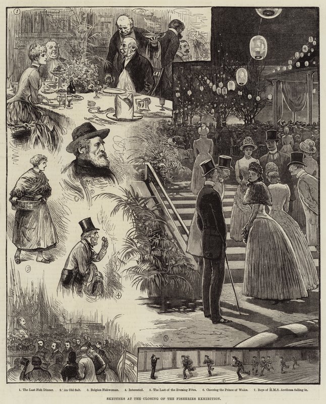 Skizzen zur Schließung der Fischereiausstellung von Henry Stephen Ludlow