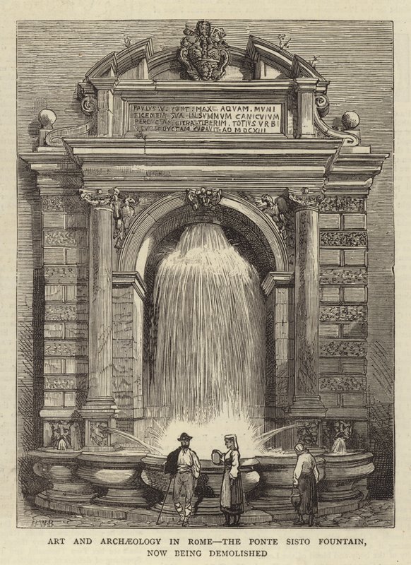 Kunst und Archäologie in Rom, der Ponte Sisto Brunnen, der jetzt abgerissen wird von Henry William Brewer