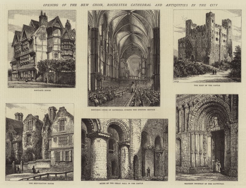 Eröffnung des neuen Chors, Rochester Cathedral und Antiquitäten in der Stadt von Henry William Brewer