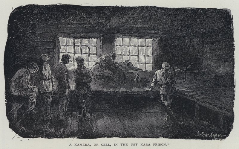 Eine Kamera oder Zelle im Ust-Kara-Gefängnis von Henry (after) Sandham