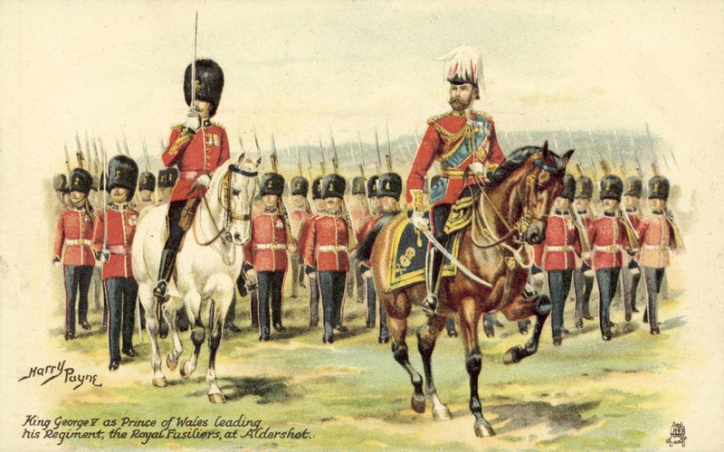 König George V. als Prinz von Wales führt sein Regiment, die Royal Fusiliers, in Aldershot von Henry A. Payne