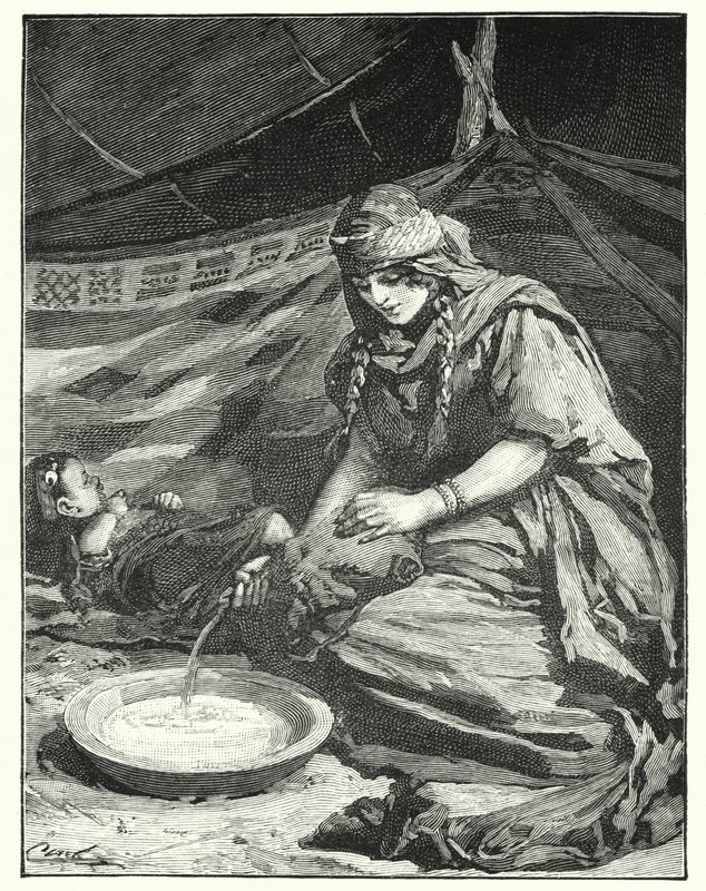 Inneres eines Beduinenzeltes (Lithografie) von Henry Andrew Harper