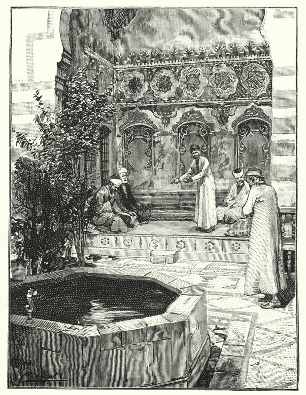 Empfang von Gästen in einem Levan, Damaskus (Lithografie) von Henry Andrew Harper
