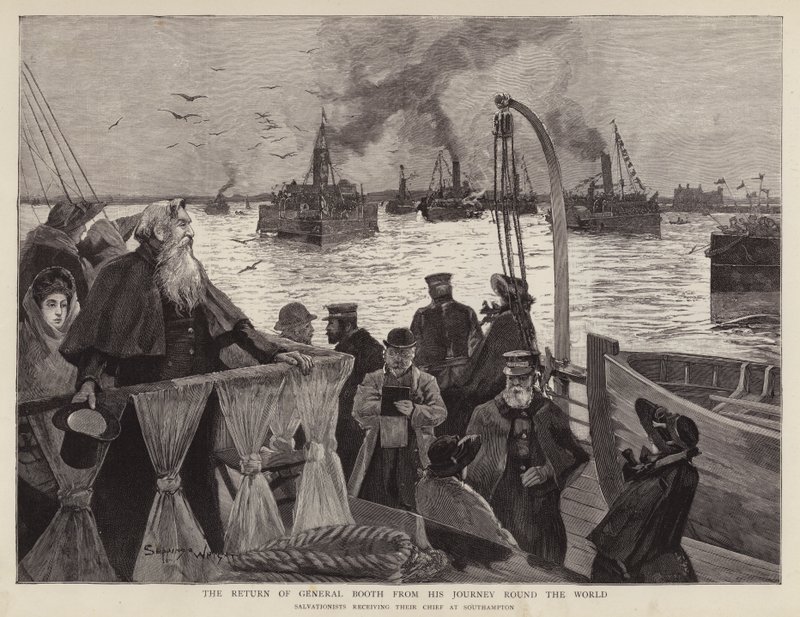 General William Booth, britischer Gründer der Heilsarmee, kehrt nach seiner Weltreise nach Southampton zurück von Henry Charles Seppings Wright