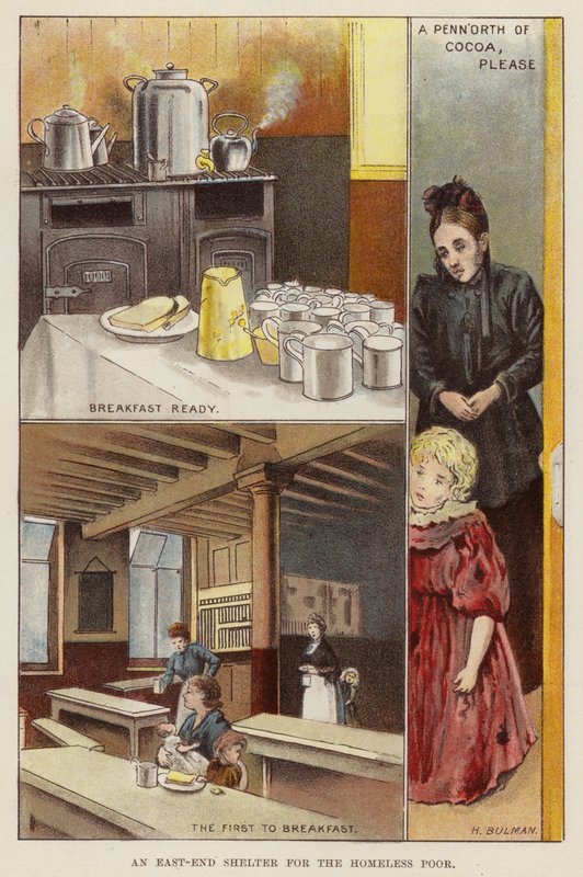 Unterkunft für die obdachlosen Armen im East End von London, späte 19. Jahrhundert von Henry Herbert Bulman