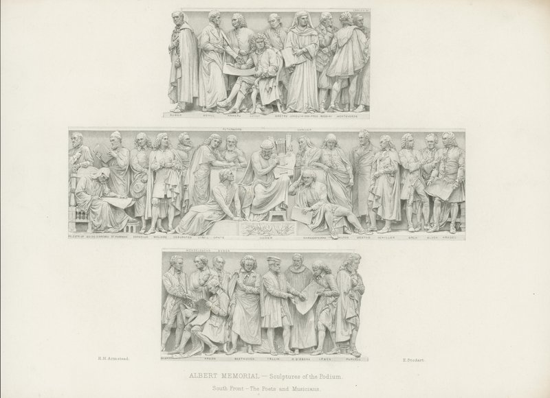 Skulpturen auf dem Podium des Albert Memorial von Henry Hugh Armstead