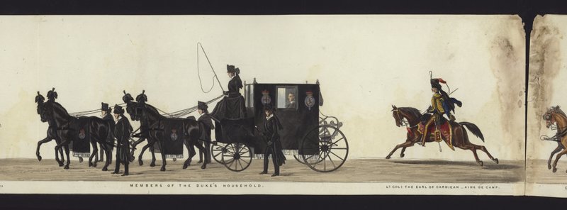 Teil der Panoramansicht des gesamten Trauerzugs von Arthur, Herzog von Wellington von Henry Jr and Sala Alken