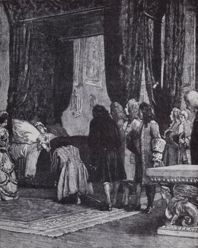 Königin Anne auf ihrem Sterbebett ernennt den Herzog von Shrewsbury zum Lordschatzmeister von Henry Marriott (after) Paget