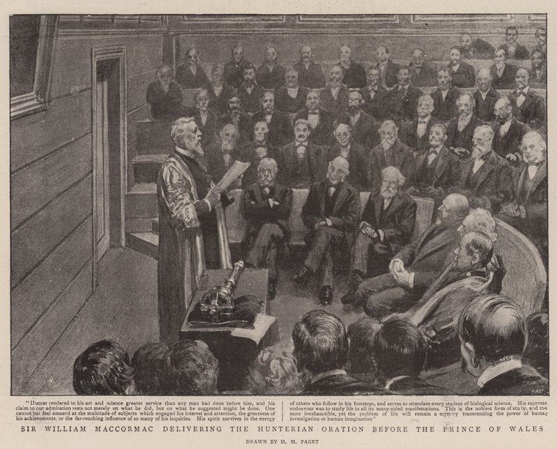 Sir William MacCormac hält die Hunterian Oration vor dem Prinzen von Wales von Henry Marriott Paget