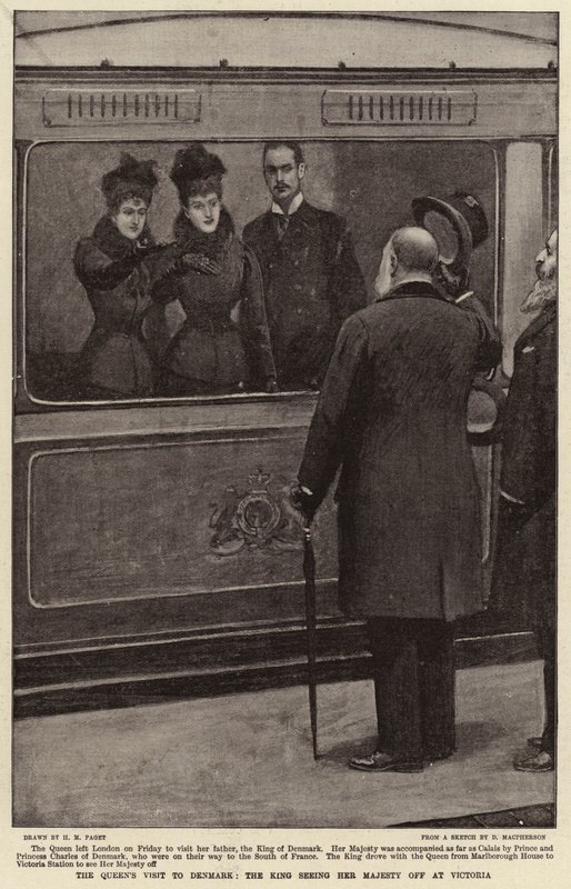 Der Besuch der Königin in Dänemark, der König verabschiedet Ihre Majestät am Victoria-Bahnhof von Henry Marriott Paget