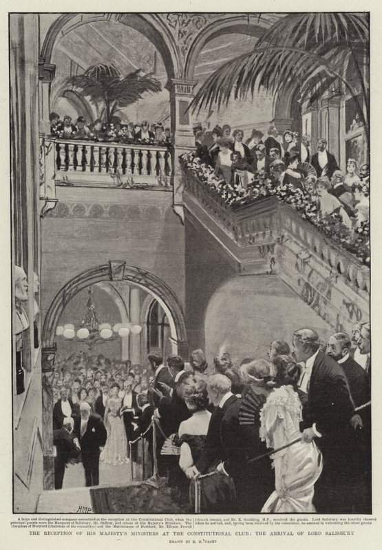 Der Empfang der Minister Seiner Majestät im Constitutional Club, die Ankunft von Lord Salisbury von Henry Marriott Paget