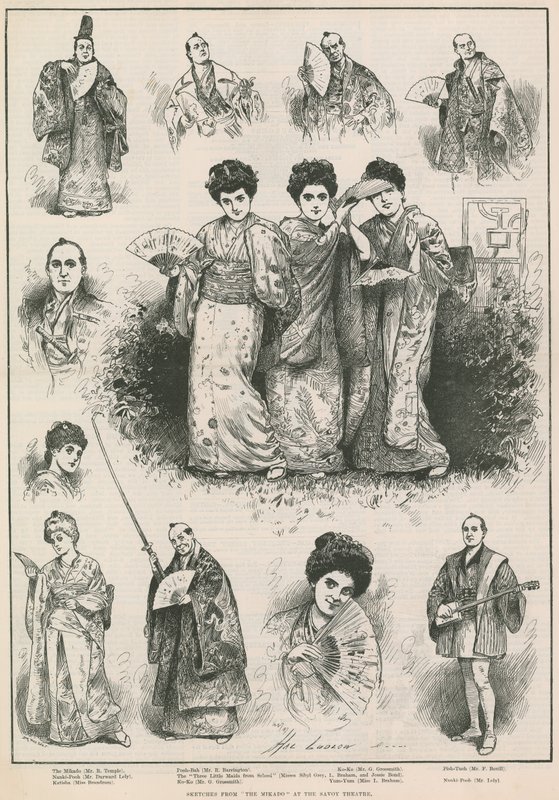 Skizzen aus The Mikado im Savoy Theatre von Henry Stephen Ludlow