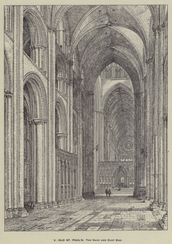 Alte St. Pauls, das Mittelschiff und das Ostende von Henry William Brewer