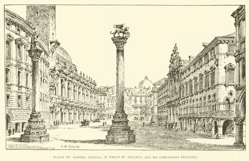Piazza dei Signori, Vicenza, wo St. Ignatius und seine Gefährten predigten (Gravur) von Henry William Brewer
