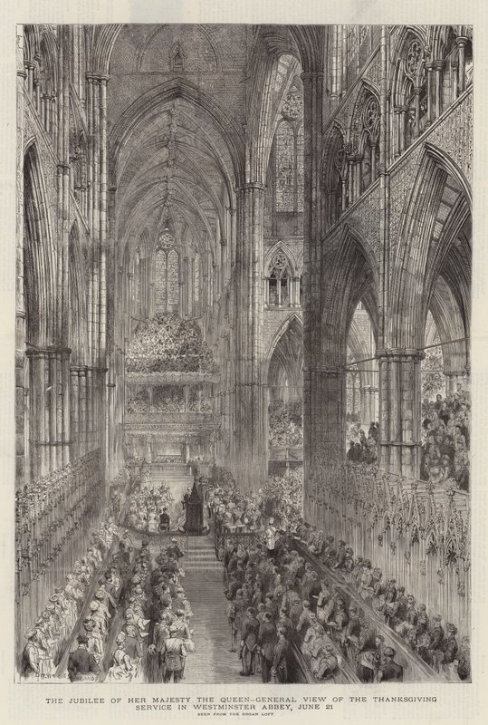 Das Jubiläum Ihrer Majestät der Königin, Gesamtansicht des Dankgottesdienstes in der Westminster Abbey, 21. Juni von Henry William Brewer