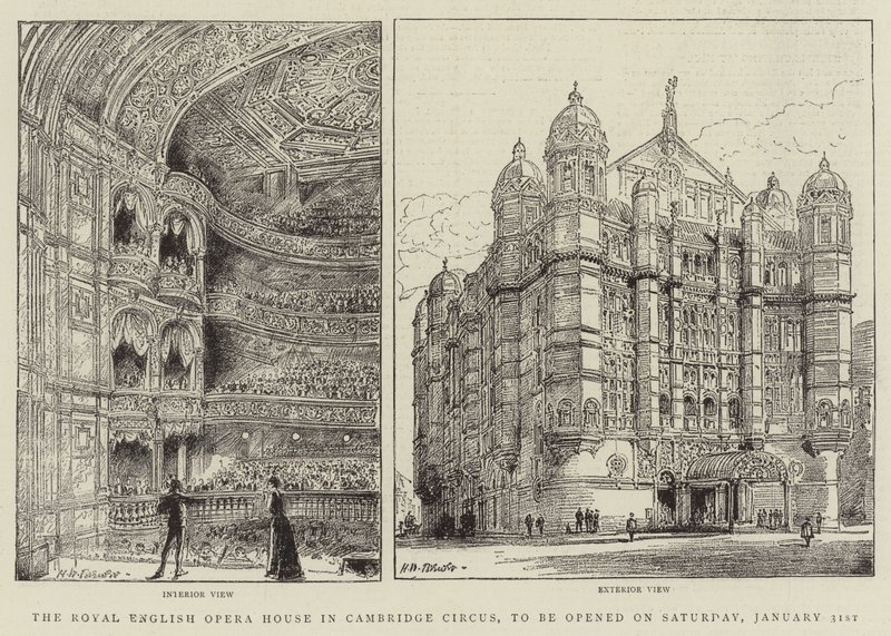 Das Royal English Opera House am Cambridge Circus, Eröffnung am Samstag, 31. Januar von Henry William Brewer