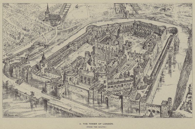 Der Tower von London, vom Süden von Henry William Brewer