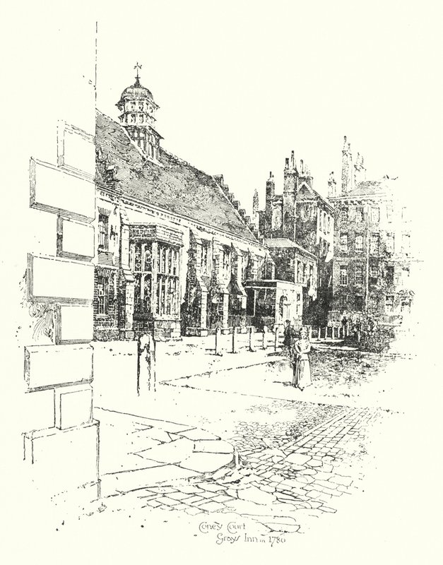 Coney Court, Grays Inn, im Jahr 1780 von Herbert (after) Railton