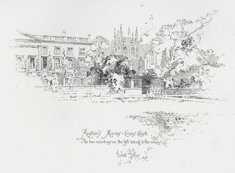 Zimmer des englischen Kunstkritikers John Ruskin im Corpus Christi College, Oxford von Herbert (after) Railton