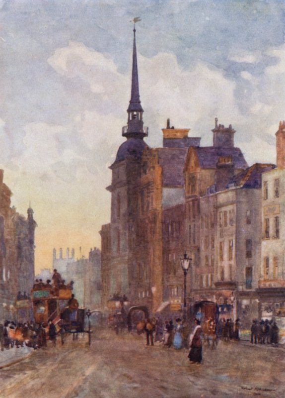 Blick hinunter auf Ludgate Hill von den Stufen der St. Paul