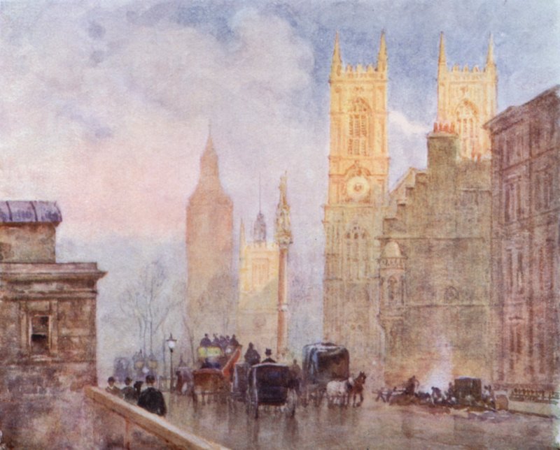 Das Ende der Victoria Street, Westminster (Farblithografie) von Herbert Menzies (after) Marshall