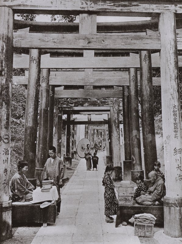 Eine Allee von Torii am Inari-Tempel von Herbert Ponting