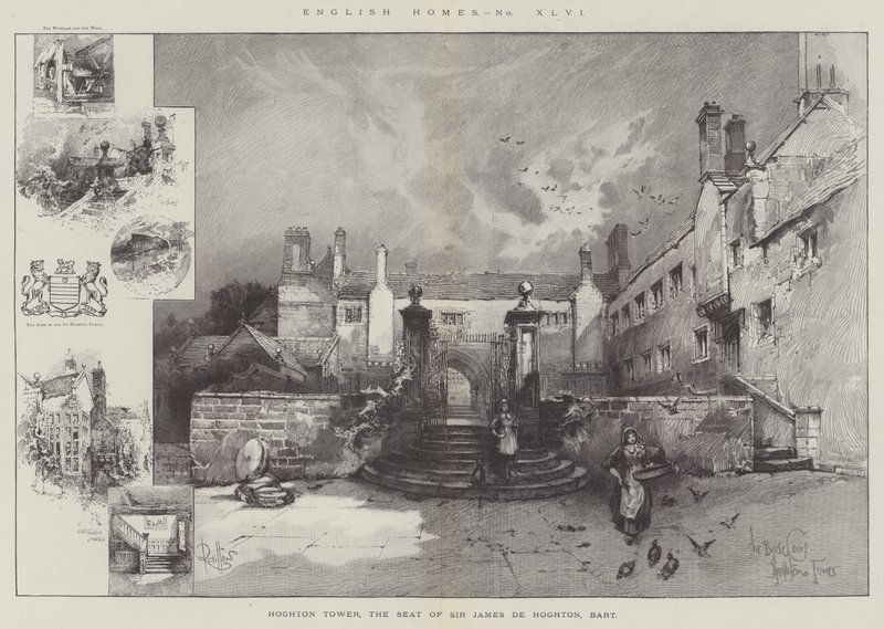 Hoghton Tower, der Sitz von Sir James de Hoghton, Baronet von Herbert Railton