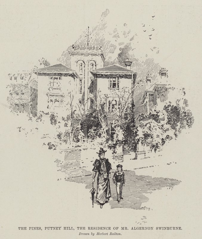 Die Kiefern, Putney Hill, die Residenz von Mr. Algernon Swinburne von Herbert Railton