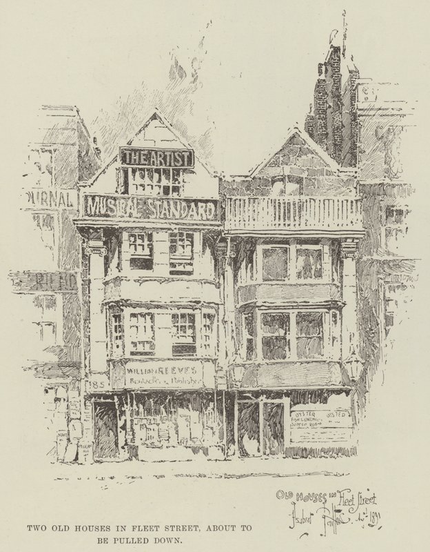 Zwei alte Häuser in der Fleet Street, die abgerissen werden sollen von Herbert Railton