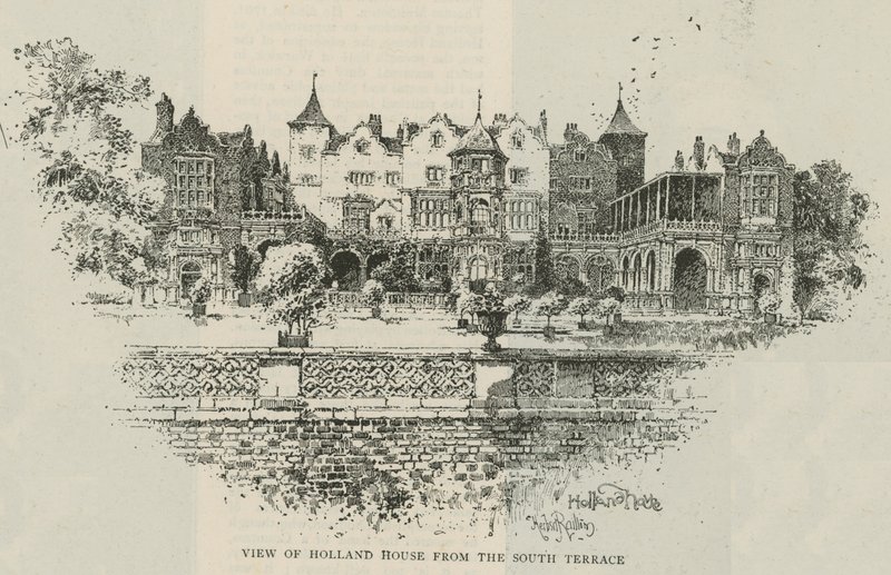 Ansicht von Holland House von der Südterrasse von Herbert Railton