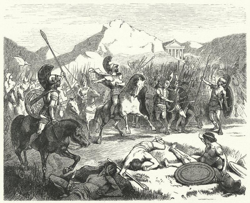 Epaminondas befiehlt der thebanischen Armee in die Schlacht zu ziehen von Hermann Vogel