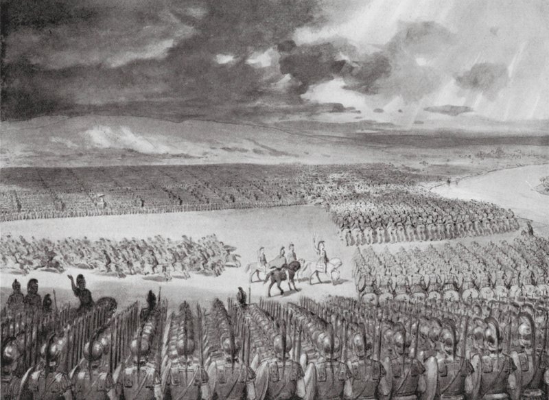Porus erwartet den Angriff Alexanders, Juli 326 v. Chr. von Horace van Ruith