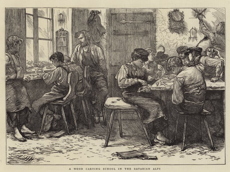 Eine Holzschnitzschule in den Bayerischen Alpen von Hubert von Herkomer