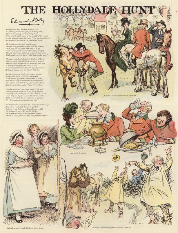 Serie von Illustrationen, die die Hollydale-Jagd darstellen von Hugh Thomson