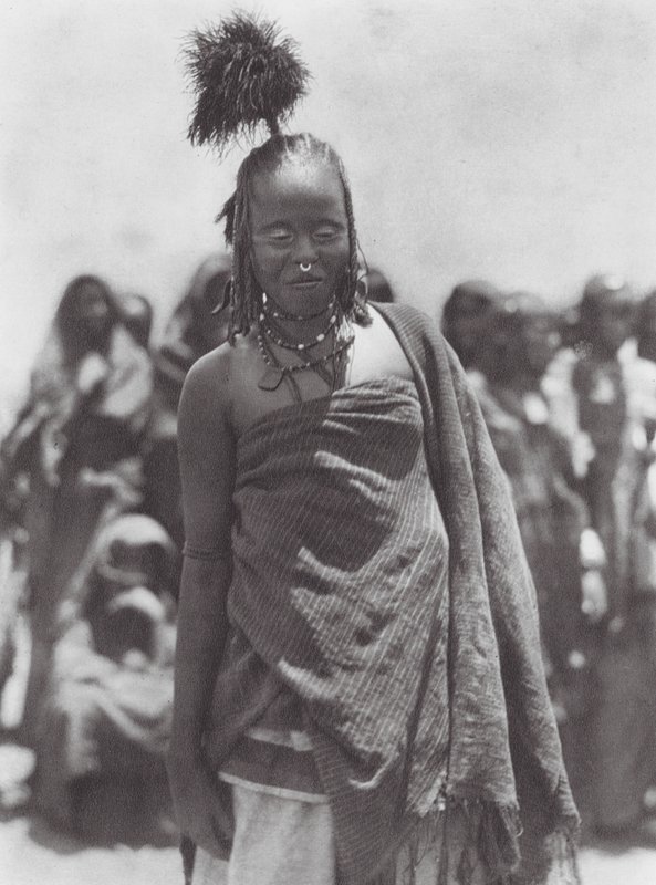 Afrika: Straußenfederkopfschmuck getragen von den Aulad Hamids von Hugo Adolf Bernatzik