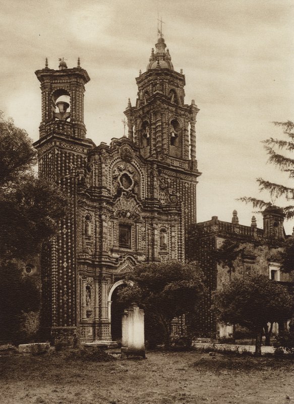 Mexiko: Kirche San Francisco, Vorderansicht von Hugo Brehme