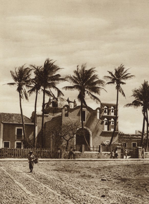 Mexiko: Vera Cruz, Kirche mit Glockenturm von Hugo Brehme
