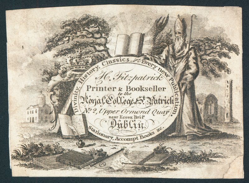 H Fitzpatrick, Drucker & Buchhändler des Royal College of Saint Patrick, Visitenkarte von Irish School