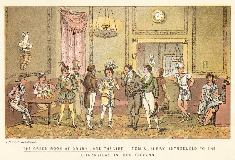 Der Grüne Raum im Drury Lane Theatre von Isaac, Robert and George Cruikshank