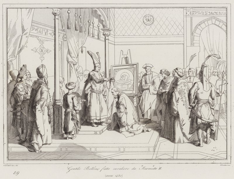 Gentile Bellino von Mehmet II. zum Ritter geschlagen von Italian School