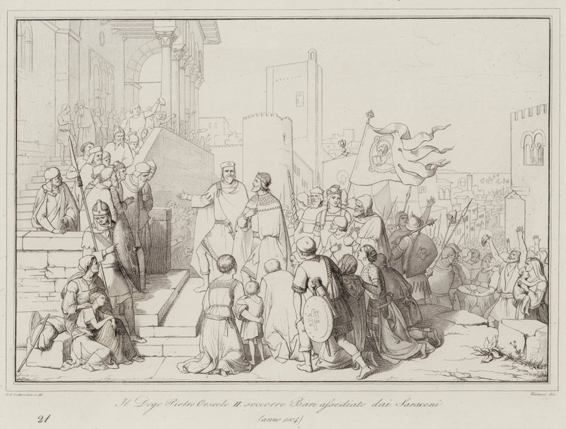 Der Doge Pietro Orseolo II hilft Bari, das von den Sarazenen belagert wird von Italian School