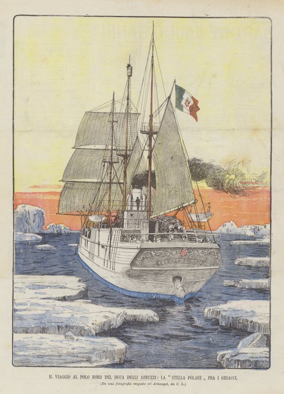 Die Reise zum Nordpol des Herzogs der Abruzzen, Die Stella Polare im Eis von Italian School