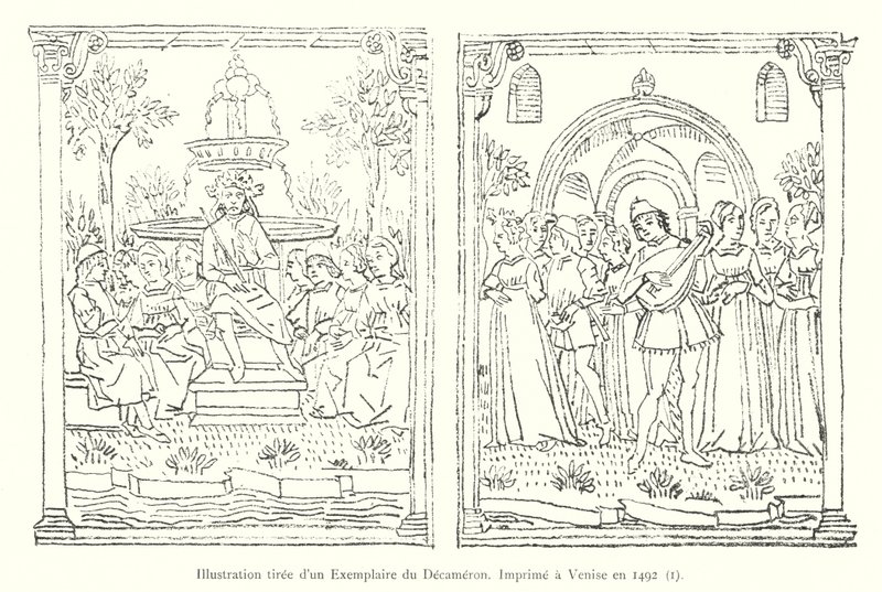 Illustration aus einem Exemplar des Decameron, gedruckt in Venedig 1492, I (Stich) von Italian School