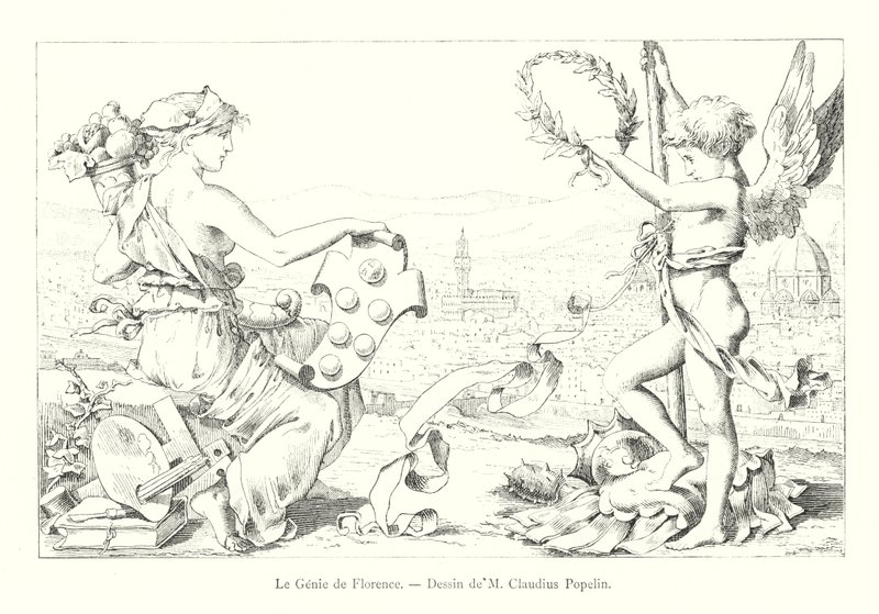 Der Geist von Florenz, Zeichnung von M. Claudius Popelin (Gravur) von Italian School
