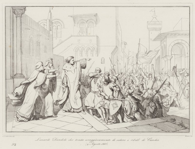 Leonardo Dandolo versucht mutig, die Rebellen von Candia zu beruhigen von Italian School