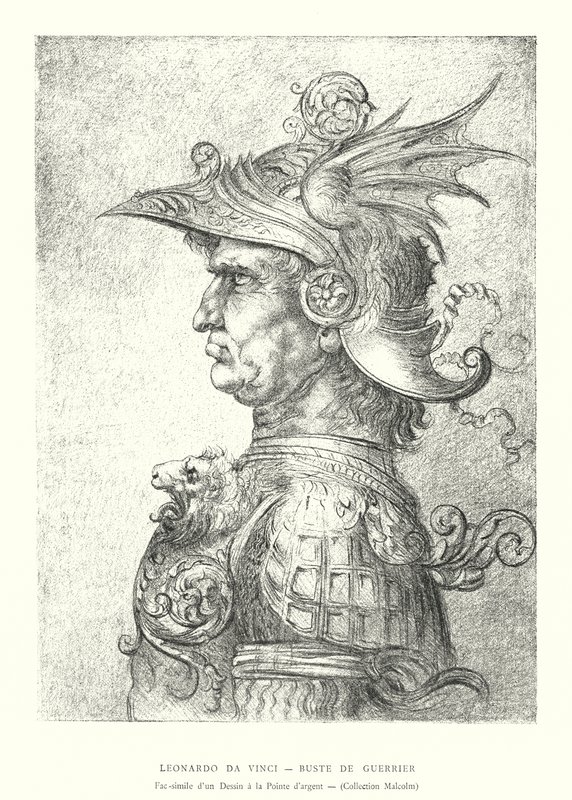 Leonardo da Vinci, Büste eines Kriegers, Faksimile einer Silberstiftzeichnung, Sammlung Malcolm von Italian School
