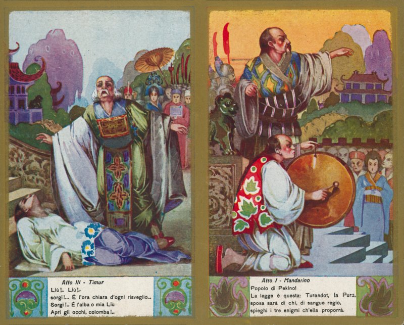 Eine von einer Reihe von Illustrationen zu Puccinis Oper Turandot von Italian School
