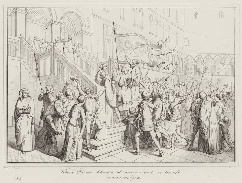 Vittore Pisani aus dem Gefängnis befreit und im Triumph getragen von Italian School